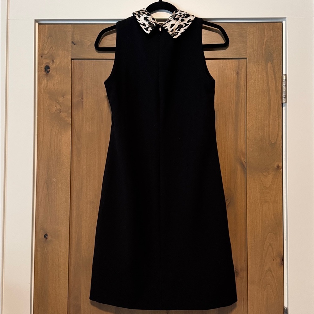 WHBM 3 In 1 Sheath Dress Womens 4 Reversible collar Black Leopard Ponte knit LBD - Picture 5 of 12
